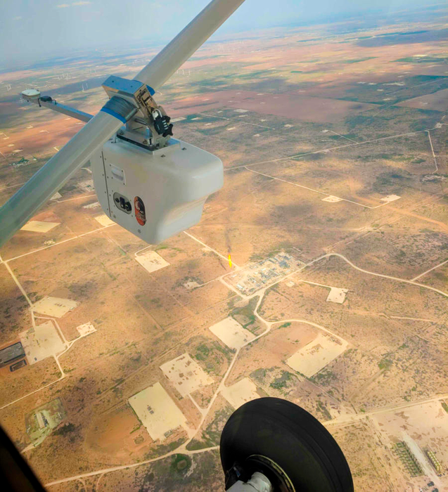 The airplane-mounted sensor used by the researchers to detect methane leaks from oil and natural gas production in the New Mexico half of the Permian Basin.