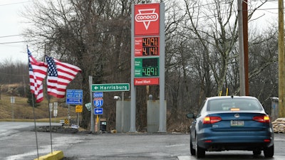 The price of regular gas at the Conoco station off I-81 near Mahanoy City, Pa., was $4.09 on Sunday morning, March 6, 2022. The station is right off of the 1-81 exit.