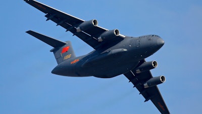 Media and military experts said Sunday, April 10, 2022, that six Chinese Air Force Y-20 transport planes landed at Belgrade's commercial airport early Saturday, reportedly carrying HQ-22 surface-to-air missile systems for the Serbian military.