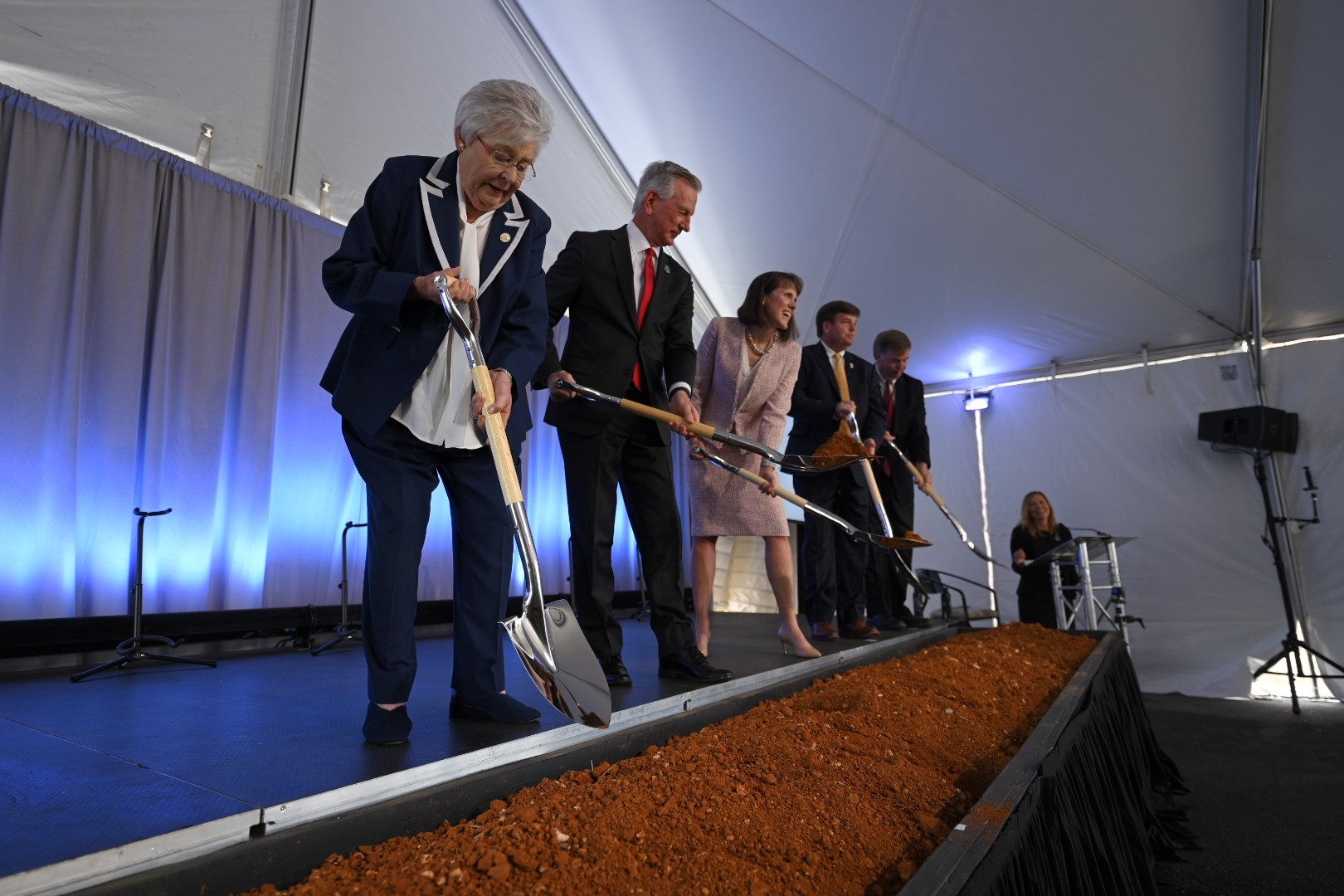 Lockheed Martin and officials break ground on Missile System Integration Lab in Huntsville, Alabama on Monday, June 27, 2022. Pictured from left to right: Gov. Kay Ivey, Sen. Tommy Tuberville, Dr. Sarah Hiza, Commissioner Dale Strong, Mayor Tommy Battle.