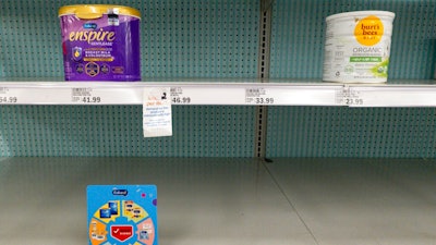 Baby formula is displayed on the shelves of a grocery store in Carmel, Ind. on May 10, 2022. A bill introduced early June, 2022, would require the Food and Drug Administration to inspect infant formula facilities every six months. U.S. regulators have historically inspected baby formula plants at least once a year, but they did not inspect any of the three biggest manufacturers in 2020.