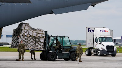 The 132 pallets of Nestlé Health Science Alfamino Infant and Alfamino Junior formula arrived from Ramstein Air Base in Germany.