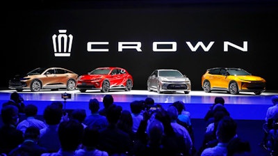 Toyota's new Crown family of vehicles are unveiled in Chiba, near Tokyo Friday, July 15, 2022. Toyota’s flagship model in Japan, the Crown, is going on sale around the world for the first time, including in the U.S.