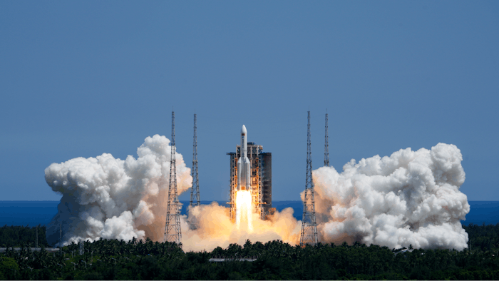 On a hot Sunday afternoon, with a large crowd of amateur photographers and space enthusiasts watching, China launched the Wentian lab module from tropical Hainan Island.