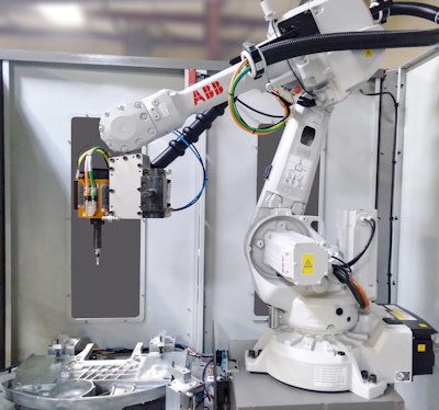 MESH Automation, an ABB Robotics system integrator, will be displaying a version of its MiniMAC Grind Deburring featuring an ABB IRB 2600 robot and a multi-tool end-of-arm tooling mounted to the robot, which eliminates the need for tool changes.