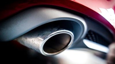 The exhaust pipe of an Audi A7 Sportback 3.0 TDI quattro, V6 diesel engine, in Backnang, Germany, Friday, June 2, 2017. The European Parliament and EU member countries have reached a deal to ban the sale of new gasoline and diesel cars and vans by 2035. EU negotiators sealed on Thursday, Oct. 27, 2022, the first agreement of the bloc’s “Fit for 55” package set up by the Commission to achieve the EU’s climate goals of cutting emissions of the gases that cause global warming by 55% over this decade.