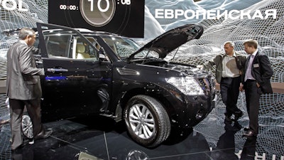 A Nissan Patrol is displayed during Moscow's International Auto Show in Moscow, Thursday, Aug. 26, 2010.