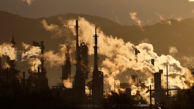 Smoke rises from the Butachimie plant in Chalempe, eastern France, Tuesday, Nov.8, 2022.