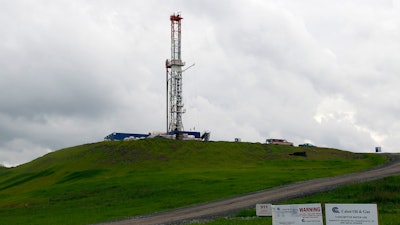 A drilling rig is seen on Oct. 14, 2011, in Springville, Pa.