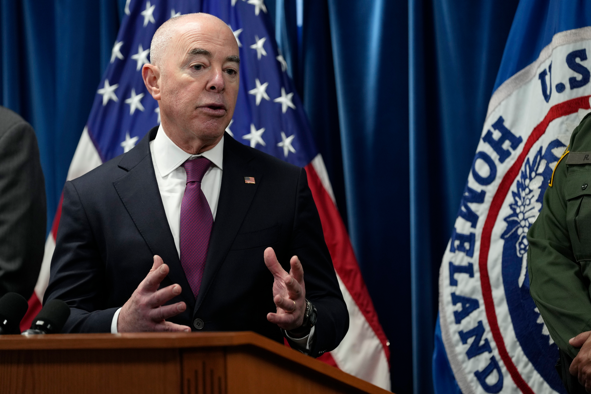 Homeland Security Secretary Alejandro Mayorkas speaks during a news conference in Washington, Thursday, Jan. 5, 2023, on new border enforcement measures to limit unlawful migration, expand pathways for legal immigration, and increase border security.