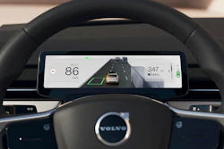 This photo provided by Volvo shows the interior of the Volvo EX90, which will be the first to offer Google HD maps that give it a greater awareness of its position on the road to enhance safety.