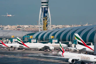 An Emirates jetliner comes in for landing at the Dubai International Airport in Dubai, United Arab Emirates, Dec. 11, 2019.