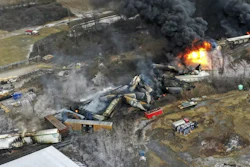 Nearly a dozen train cars carrying hazardous chemicals were among those that derailed in East Palestine, Ohio, on Feb. 3, 2023, and burned.