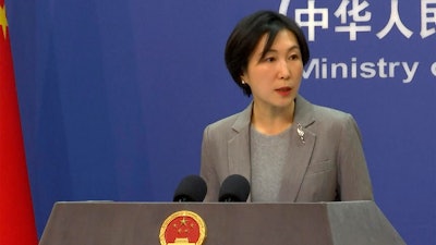 Chinese Foreign Ministry spokesperson Mao Ning speaks during a press conference at the Ministry of Foreign Affairs in Beijing, Friday, March 3, 2023.