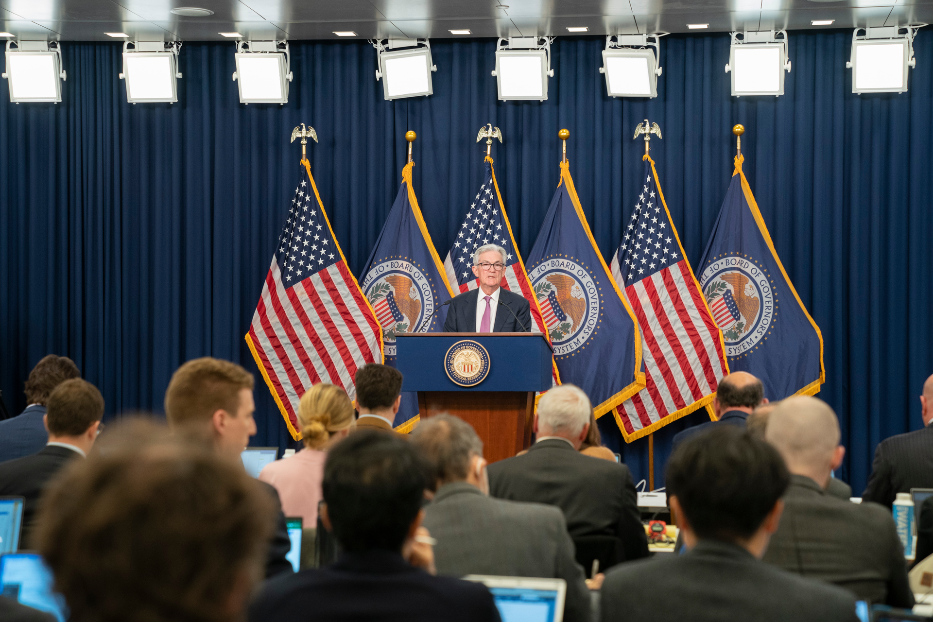 Federal Reserve Chair Jerome Powell during a news conference at the Federal Reserve Board in Washington, Feb. 1, 2023.