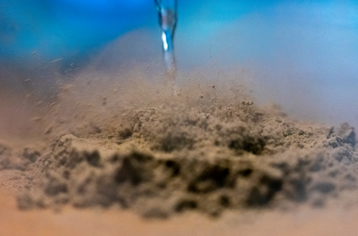 Cryoclastic flow caused by liquid nitrogen poured on lunar dust simulant.