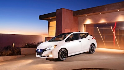 This photo provided by Nissan shows the 2023 Nissan Leaf, a compact electric hatchback with an EPA-estimated range starting at 149 miles in the base trim.