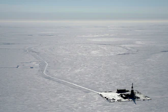 This 2019 aerial photo provided by ConocoPhillips shows an exploratory drilling camp at the proposed site of the Willow oil project on Alaska's North Slope. President Joe Biden will prevent or limit oil drilling in 16 million acres of Alaska and the Arctic Ocean, an administration official said on Sunday, March 12, 2023. The expected announcement comes as regulators prepare to announce a final decision on the controversial Willow project.