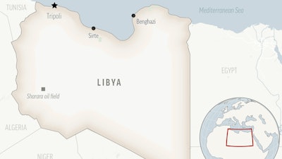 This is a locator map for Libya with its capital, Tripoli.