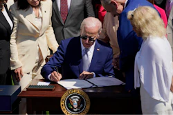 President Joe Biden signs into law H.R. 4346, the CHIPS and Science Act of 2022, at the White House in Washington, Aug. 9, 2022.