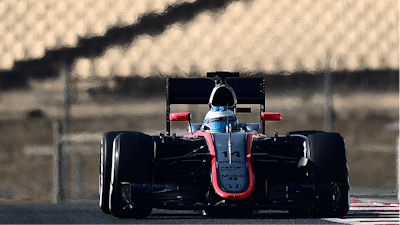 Fernando Alonso of Spain and McLaren Honda steers his car during the 2015 Formula One testing at the Barcelona Catalunya racetrack in Montmelo, Spain, on Feb. 20, 2015.