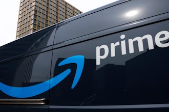 An Amazon Prime delivery vehicle is seen in downtown Pittsburgh on March 18, 2020.