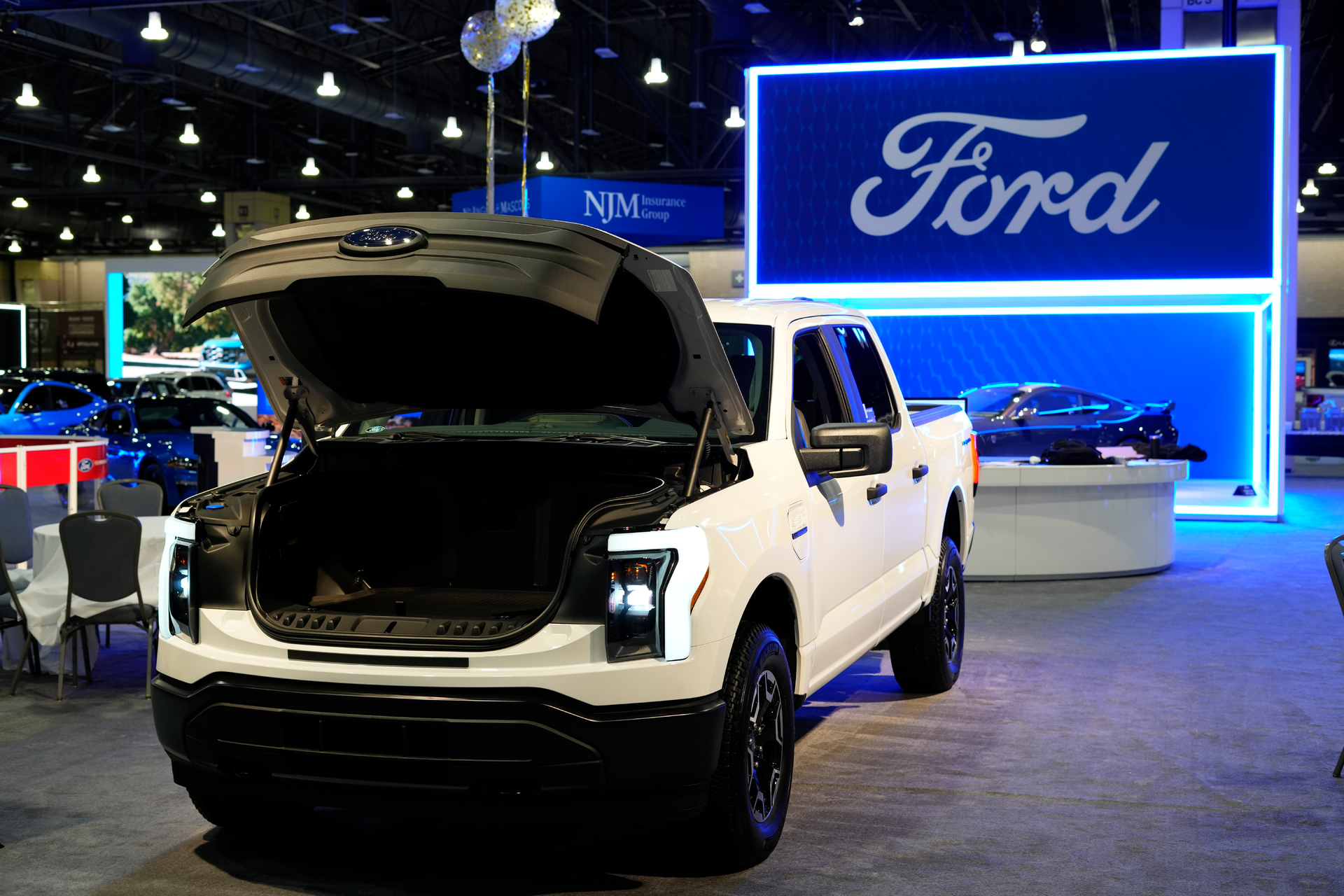The Ford F-150 Lightning sits on display at the Philadelphia Auto Show, Jan. 27, 2023, in Philadelphia.