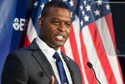 Environmental Protection Agency Administrator Michael Regan speaks at the University of Maryland, May 11, 2023, in College Park, Md. The Biden administration on Wednesday increased the amount of biofuels that must be blended into the nation’s fuel supplies over the next three years, but held production totals steady for corn-based ethanol, disappointing the biofuel industry and farm advocates. Regan said the final rule would reduce U.S. reliance on oil and support continued growth of biofuels that help combat global warming.