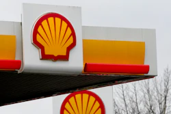 Signs at a shell petrol station in London, on Feb. 2, 2023.