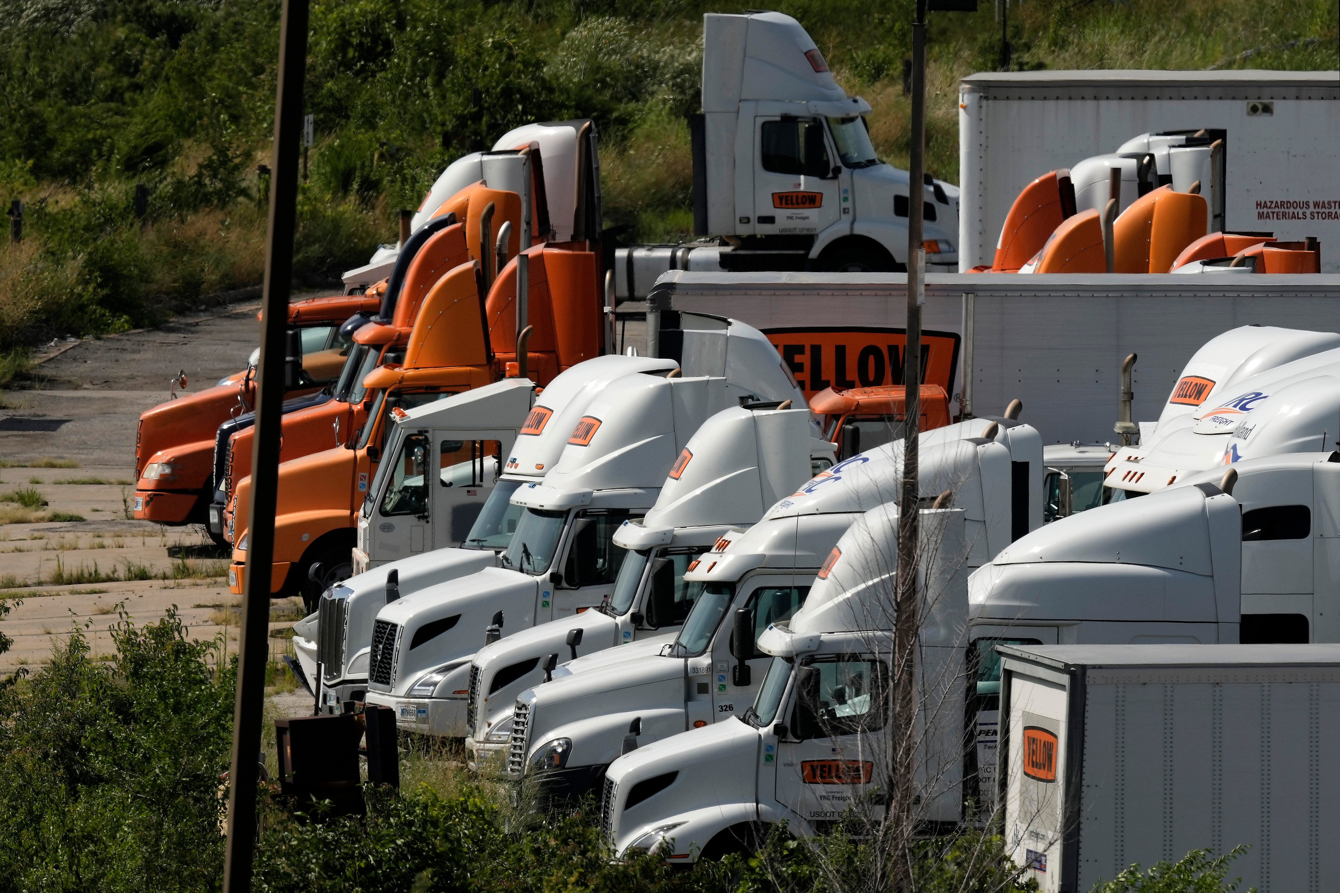 Yellow Corp. trucks at a YRC Freight terminal, Kansas City, Mo., July 28, 2023.