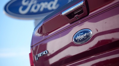 A 2021 F-150 pickup truck at a Ford dealer in southeast Denver, Oct. 24, 2021.