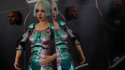 A human-like robot performs near robots of faces that mimic human expressions during the annual World Robot Conference at the Etrong International Exhibition and Convention Center on the outskirts of Beijing, Thursday, Aug. 17, 2023.