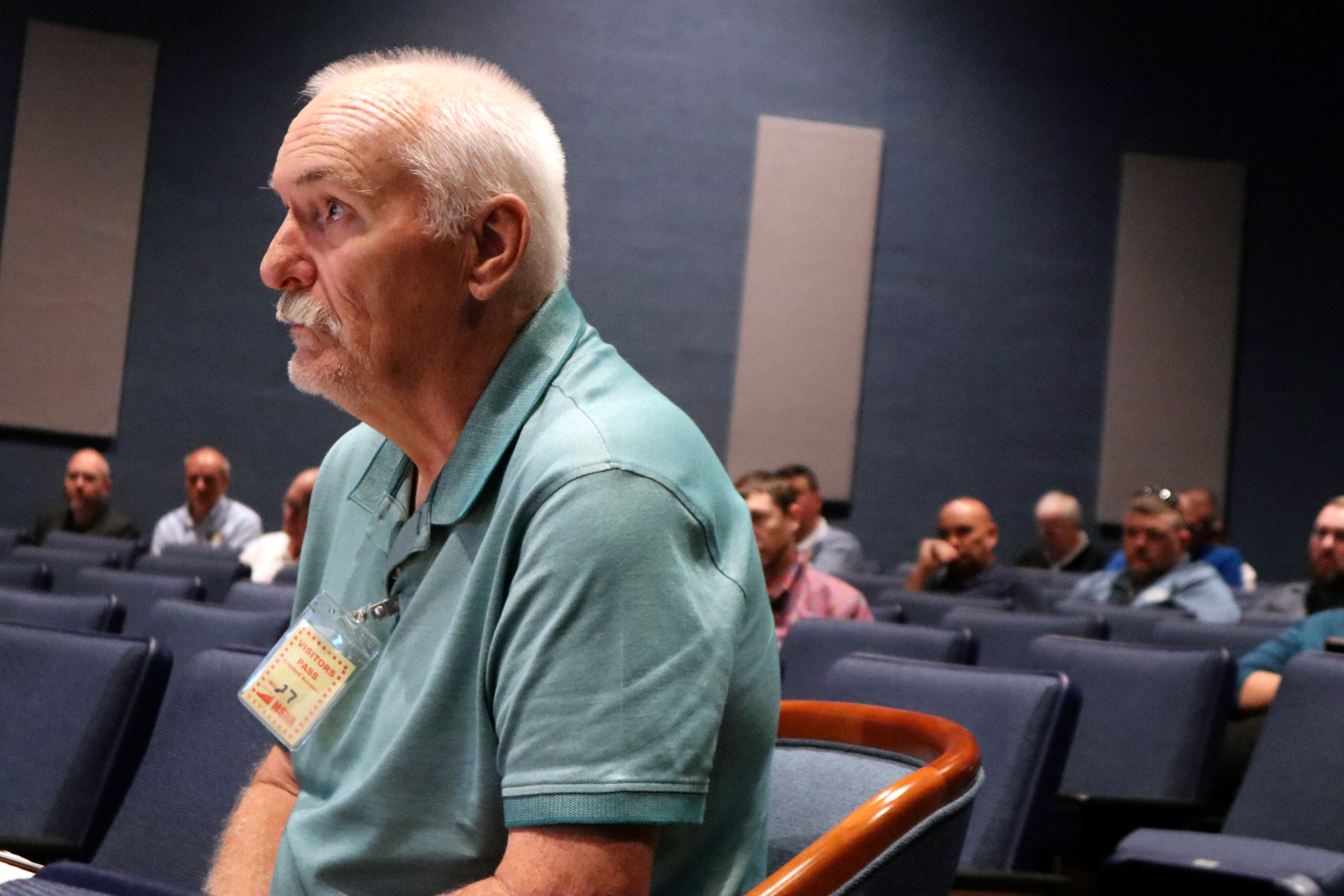 Retired West Virginia coal miner Terry Lilly, who has black lung, speaks during a public hearing hosted by the federal Mine Safety and Health Administration about its draft rule to limit worker exposure to silica dust at the agency's office in Beaver, W.Va. on Thursday, Aug. 10, 2023.