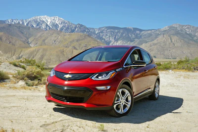 This photo provided by General Motors shows the 2017 Chevrolet Bolt, a small electric hatchback with an EPA-estimated 238 miles of range.