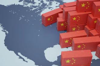 Chinese Cargo Containers On Map Of Usa Import Of Chenese Goods Concept 3 D Rendered Illustration 1187895765 3968x2513