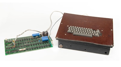This photo provided by RR Auction shows a vintage Apple computer built in the 1970s and signed by company co-founder Steve Wozniak.