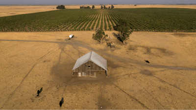 In this aerial photo is farmland in rural Solano County, Calif., Wednesday, Aug. 30, 2023.