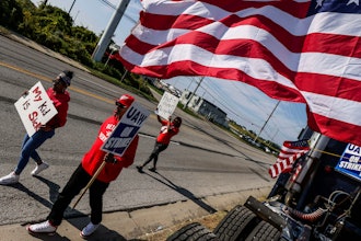 United Auto Workers from Detroit join Local 12 members in solidarity as strikes continue on Stickney Avenue outside Stellantis Toledo Assembly Complex on Saturday, Sept. 23, 2023, in Toledo, Ohio.