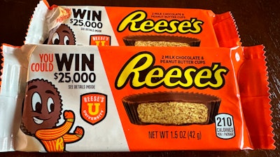 Two packages of Reese's peanut butter cups in Ann Arbor, Mich., Oct. 13, 2023.