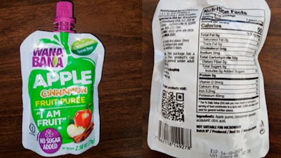 A WanaBana apple cinnamon pouch shown on Oct. 28, 2023.