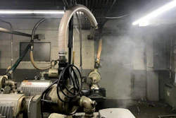 The challenge is to quickly and accurately distinguish between smoke from an actual fire and the typical background airborne particulates during meat processing.