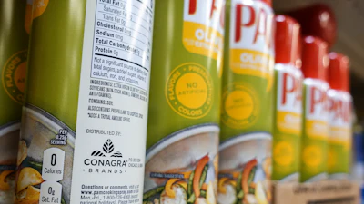 Cooking spray oils by Pam, a Conagra brand, on a supermarket shelf, June 25, 2019, Cincinnati.