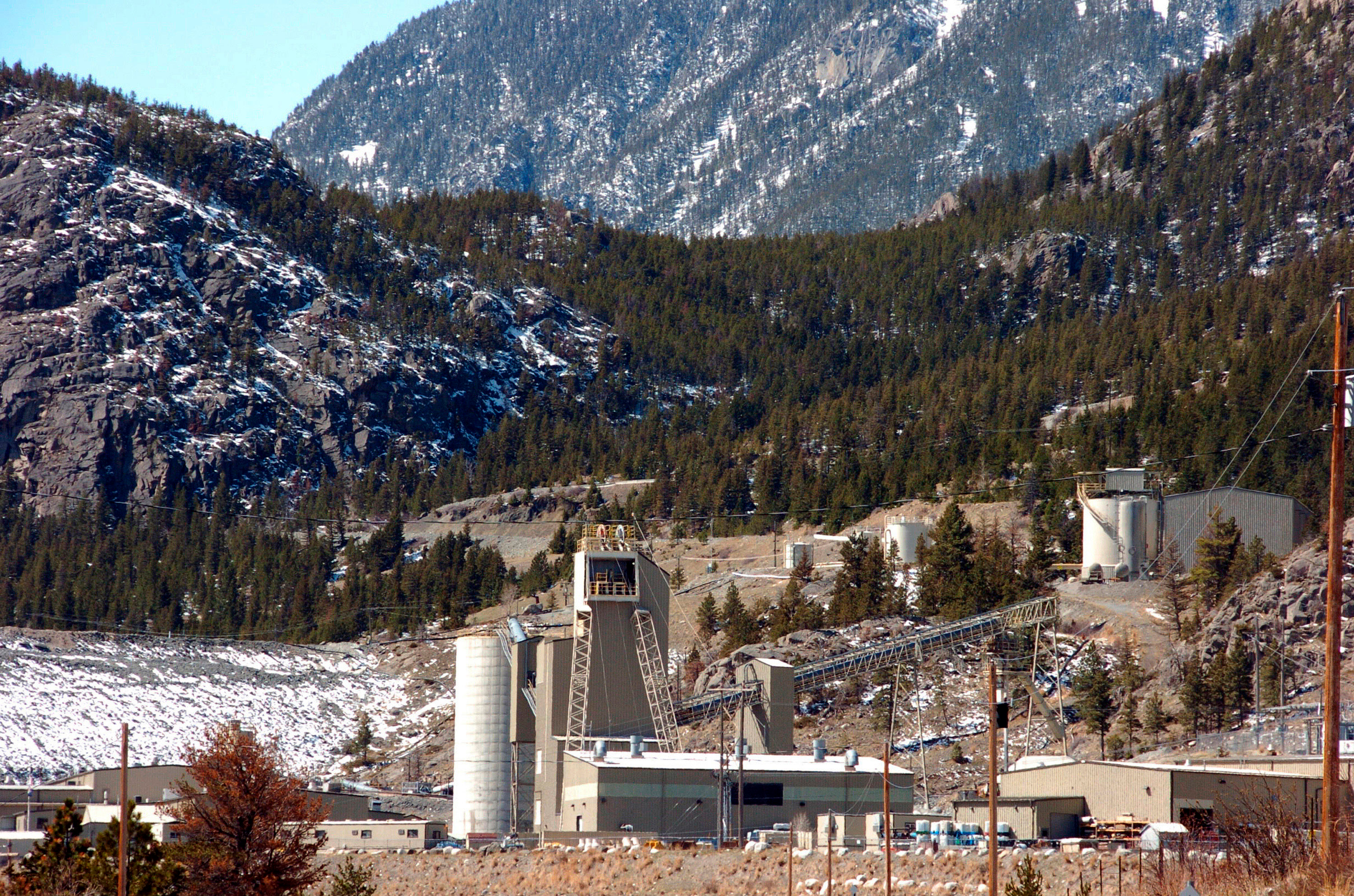 The Stillwater Mining Co. complex, the only platinum and palladium mine in the United States, is seen, May 2, 2013, near Nye, Mont.