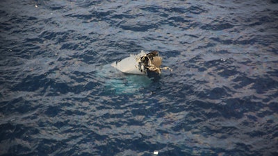 In this photo provided by Japan Coast Guard, debris believed to be from a U.S. military Osprey aircraft is seen off the coast of Yakushima Island in Kagoshima Prefecture in Japan Wednesday, Nov. 29, 2023.