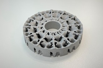 High efficiency air-cooling heatsink created by RICOH's aluminum Binder Jet Technology (BJT) system.