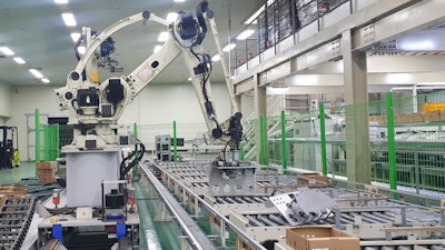 The interior of a vegetable packaging plant following a report that a worker was crushed by a robot, Goseong, South Korea, Nov. 8, 2023.