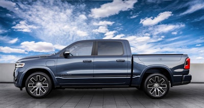 A 2025 Ram 1500 Ramcharger Tungsten is shown in this undated photo provided by Stellantis.