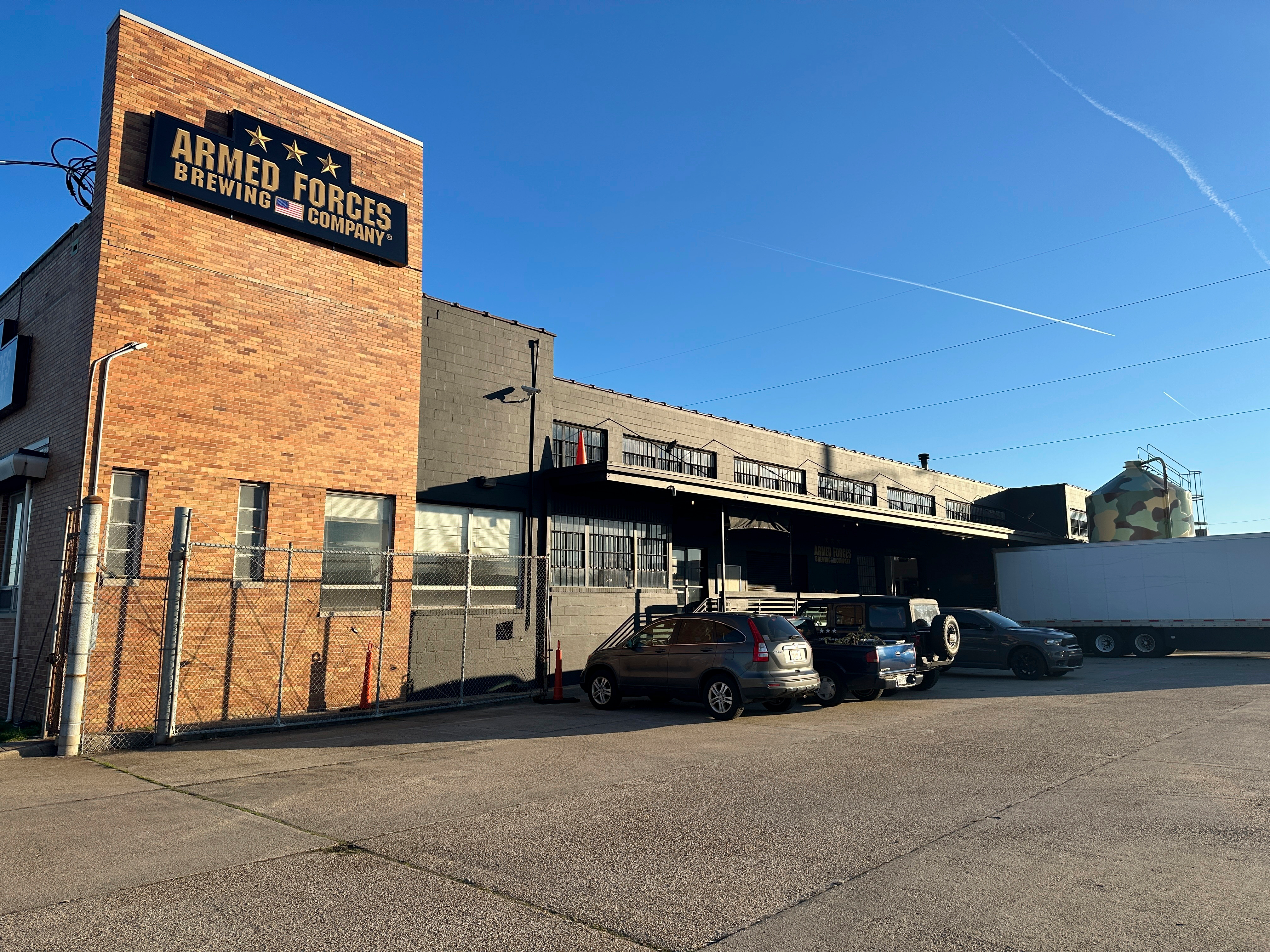 The exterior of Armed Forces Brewing Company's planned taproom and distribution center, Norfolk, Va., Dec. 7, 2023.
