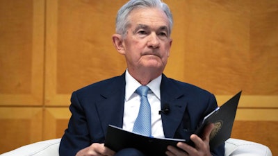 Federal Reserve Chairman Jerome Powell at the Jacques Polak Research Conference at the International Monetary Fund, Washington, Nov. 9, 2023.