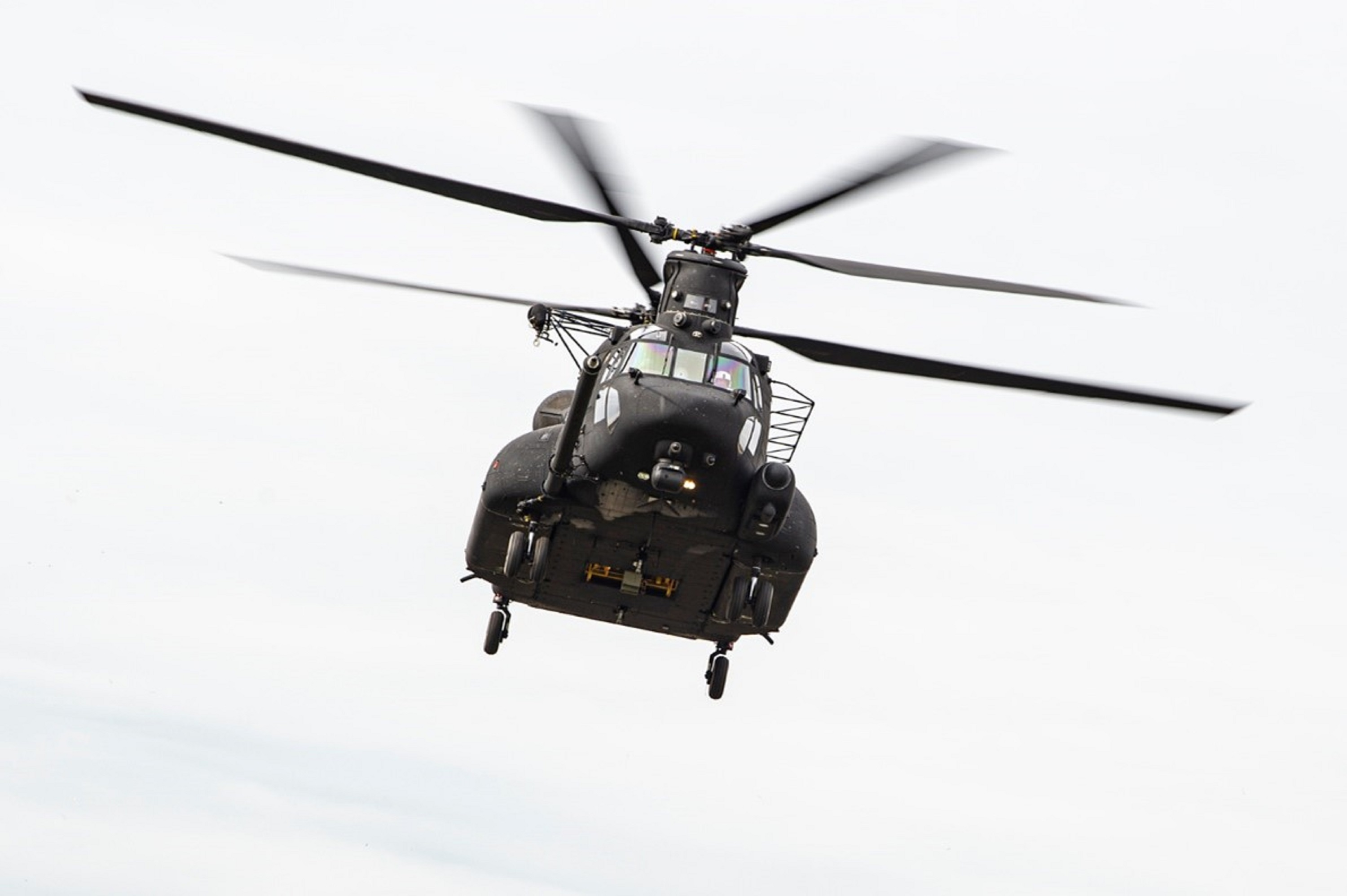 An MH-47G Block II undergoing flight test in early 2023.